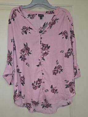 torrid Mauve-Pink Floral Button-Front Shirt